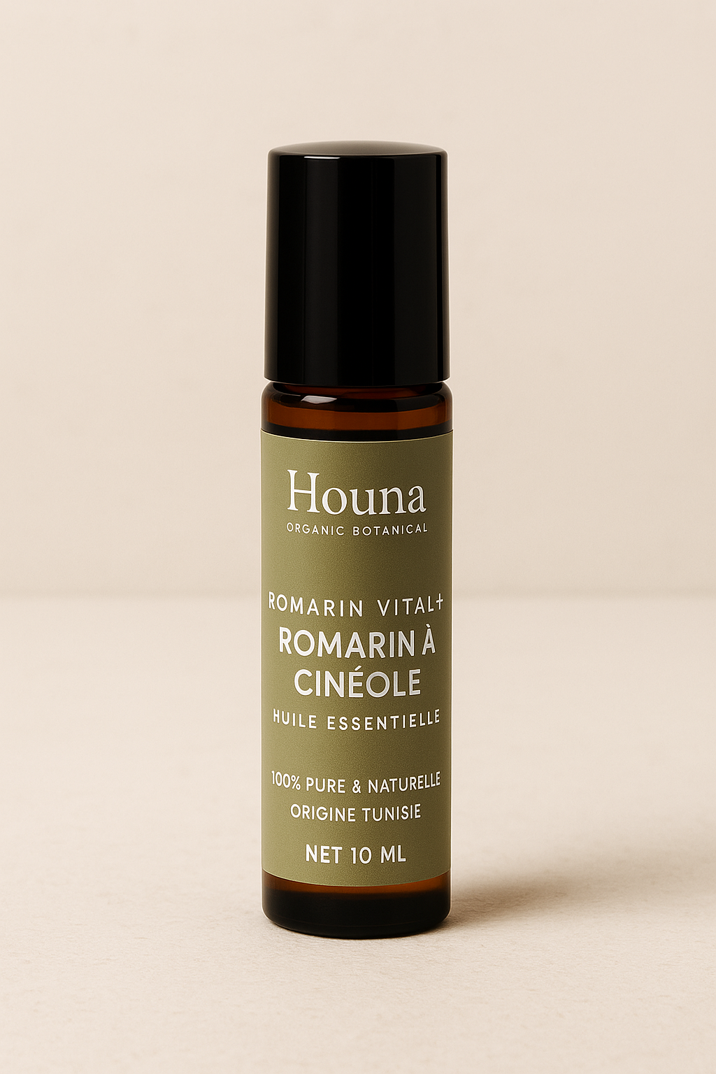 Flacon roll-on 10 ml d’huile essentielle de Romarin à cinéole 100 % pure et naturelle, origine Tunisie – Secrets de Houna

