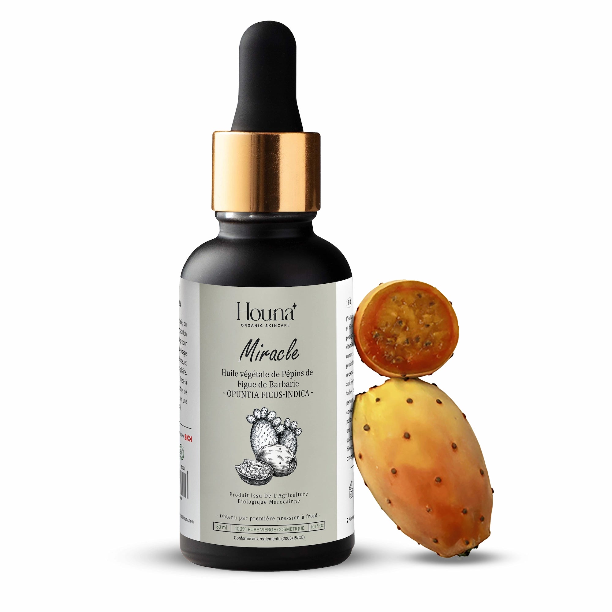 Huile de Pépins de Figue de Barbarie Bio – Miracle | Anti-âge, Éclat & Fermeté Naturelle. Format : 30 ml, 15 ml, 10 ml Origine : Tunisie